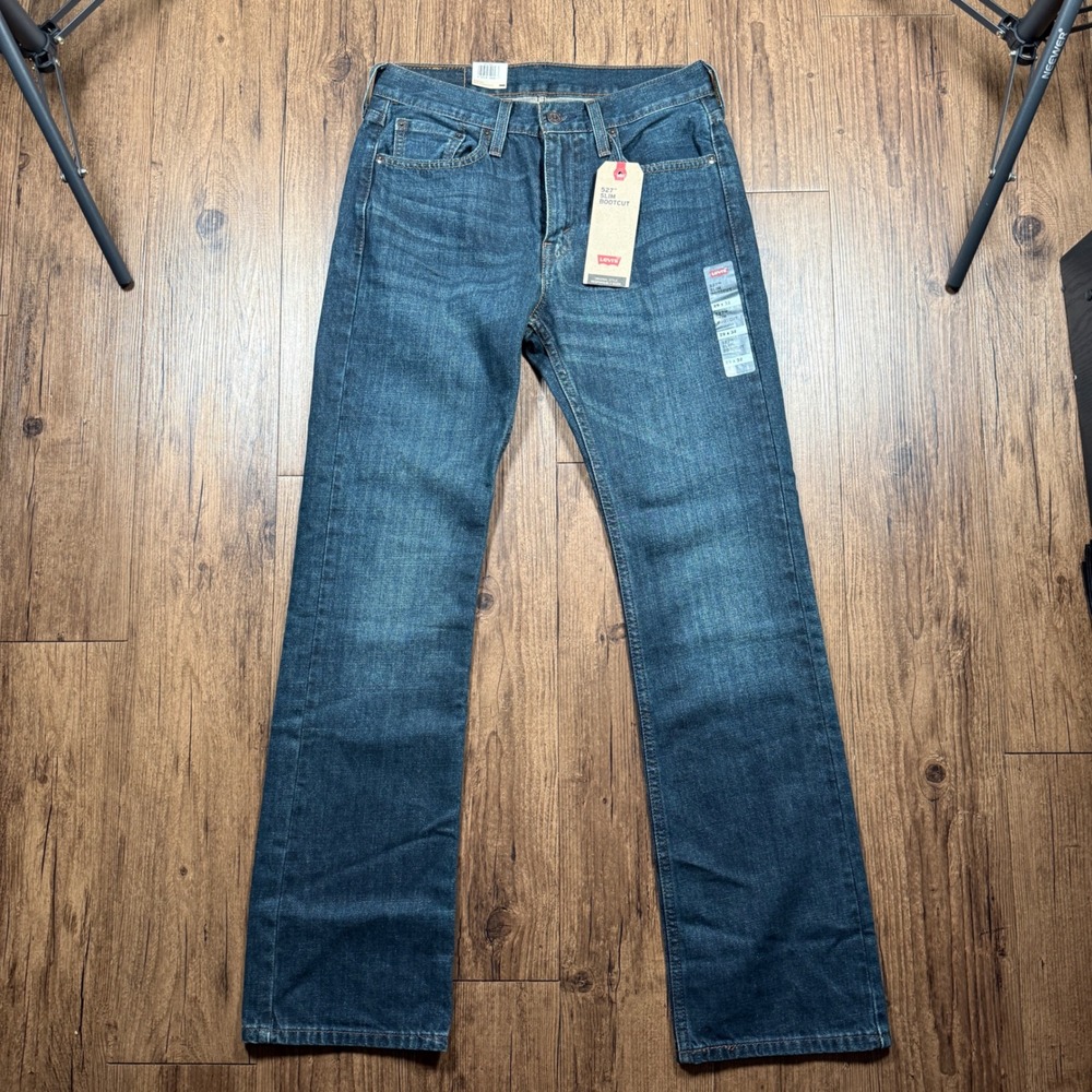 Levis 527 Slim Bootcut Jeans Mens 29x32 Blue Denim Dark Wash Cowboy Western NWT